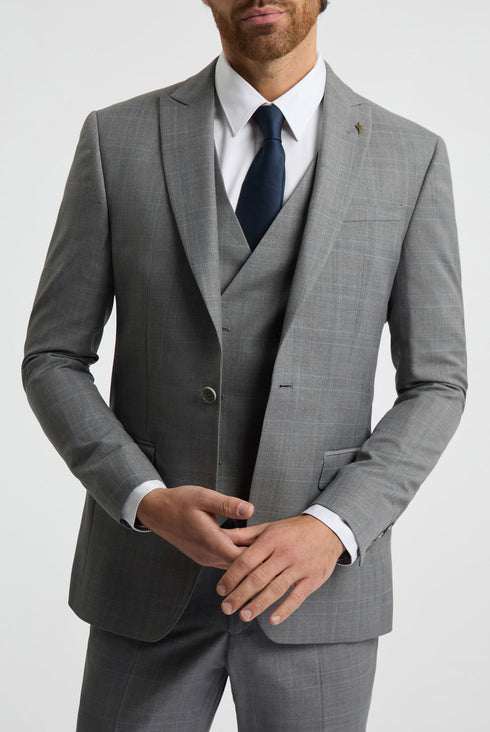 INDUS GREY SOFT CHECK SLIM JKT-Suits-INDUS GREY SOFT CHECK SLIM JKT- Ted Baker Romania